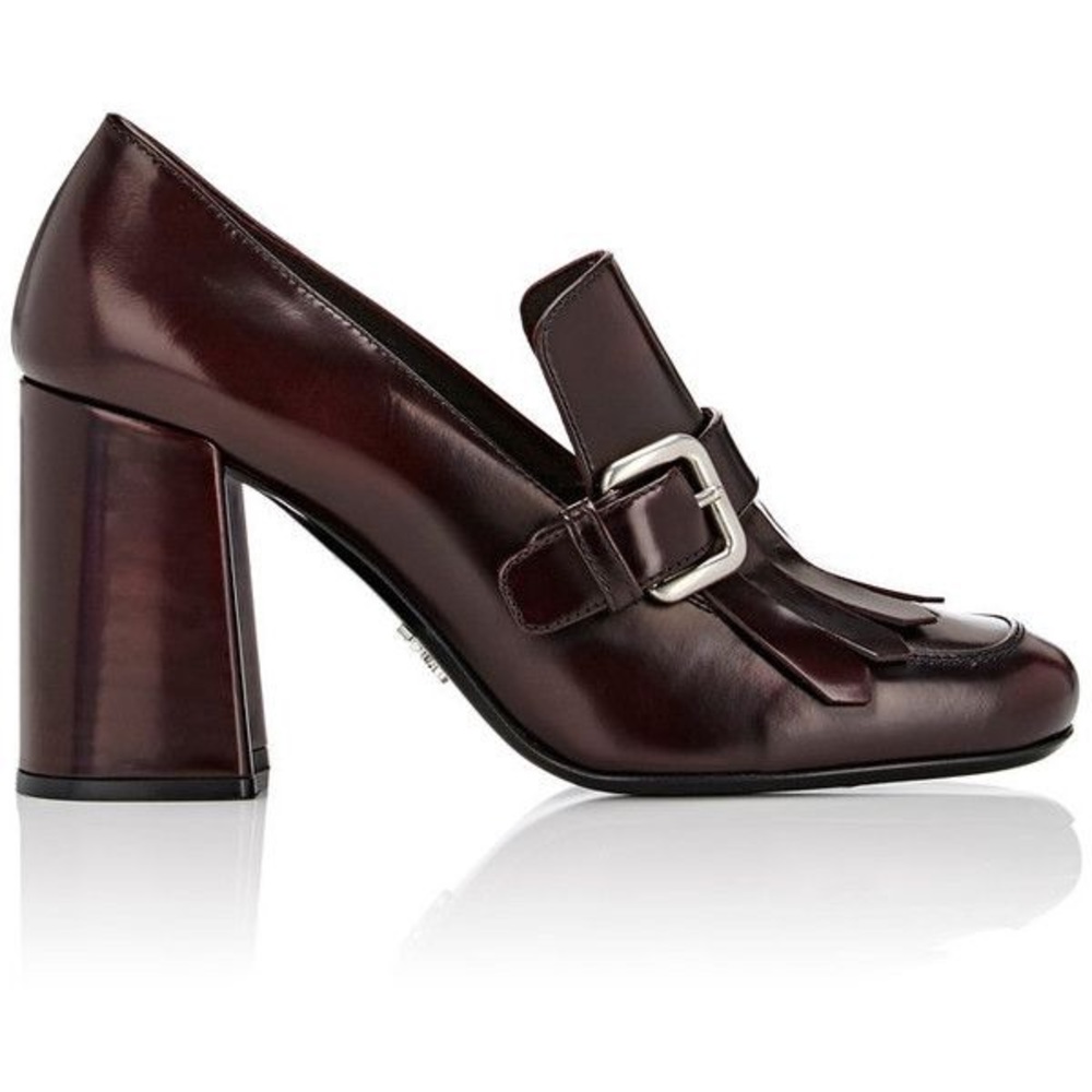 Prada Patent Leather Kiltie Loafer Pump